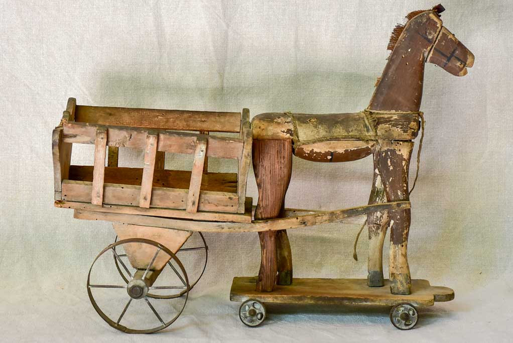 19th Century French toy horse and cart