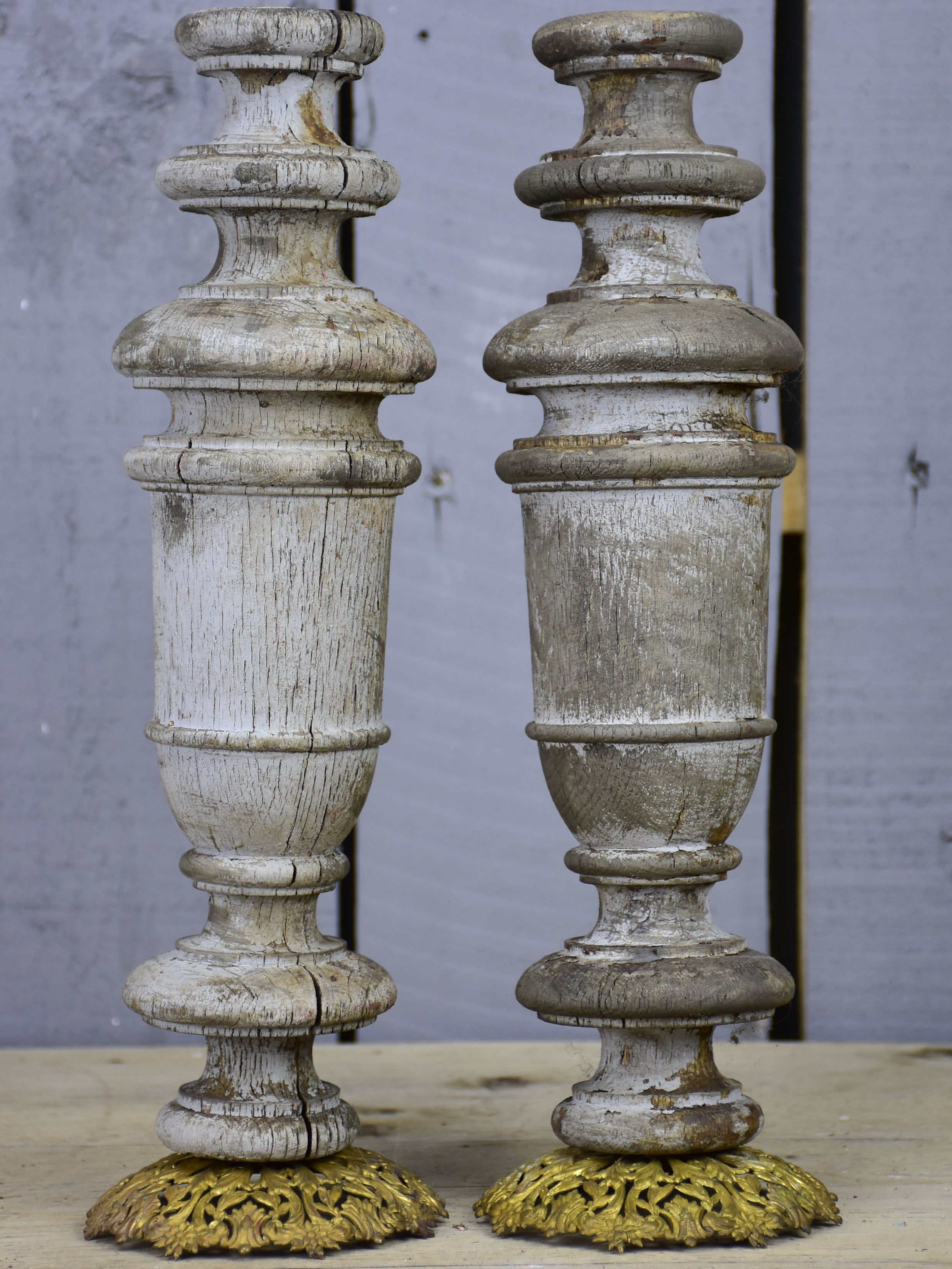 Artisan-made French candlestick with metal base