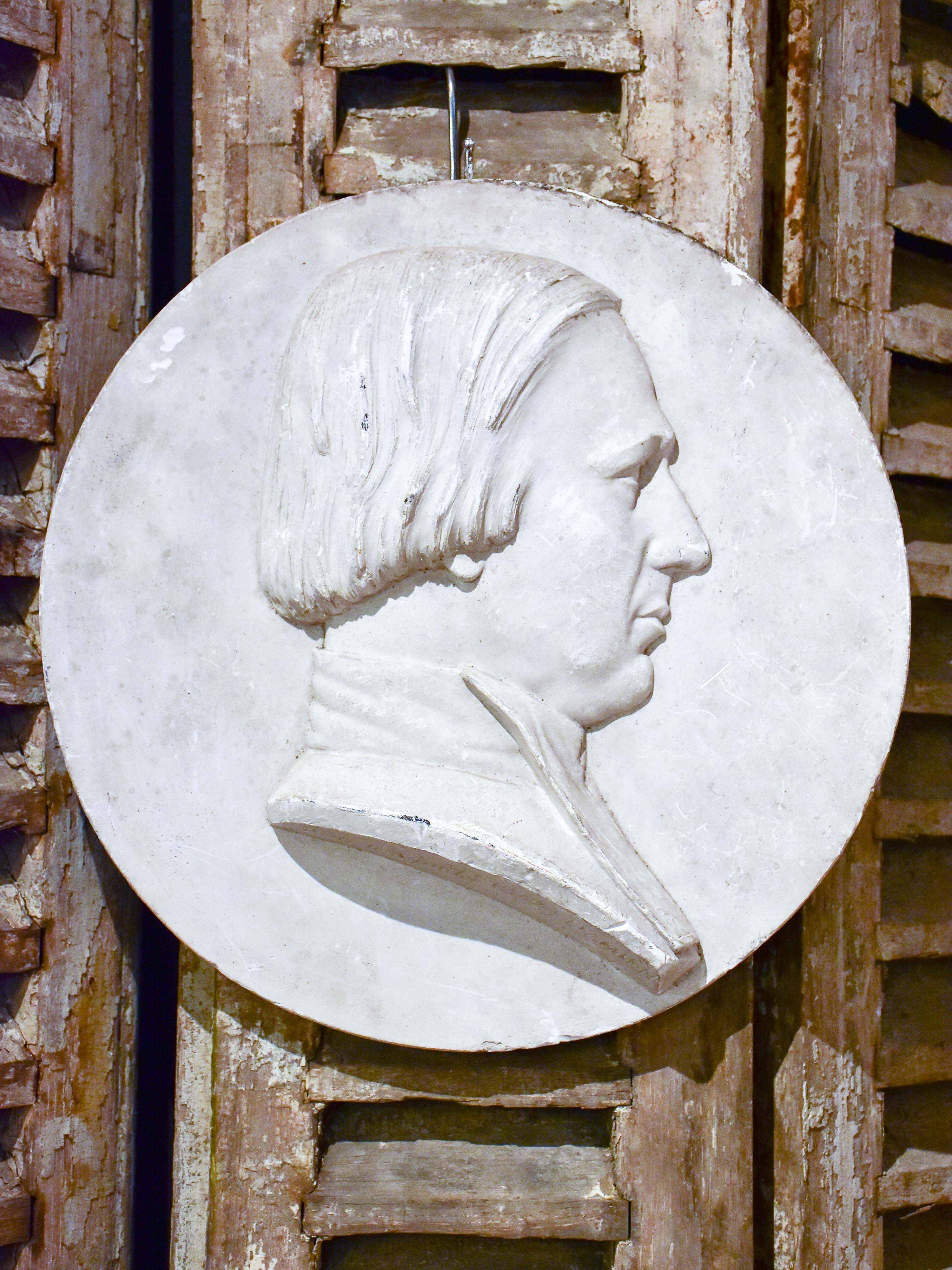 19th century French plaster medallion - profile of a man