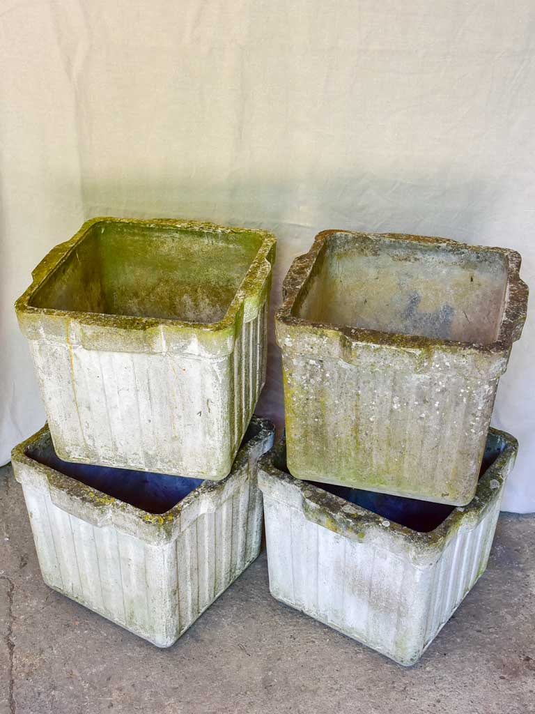 Set of four square Willy Guhl garden planters - 1950's