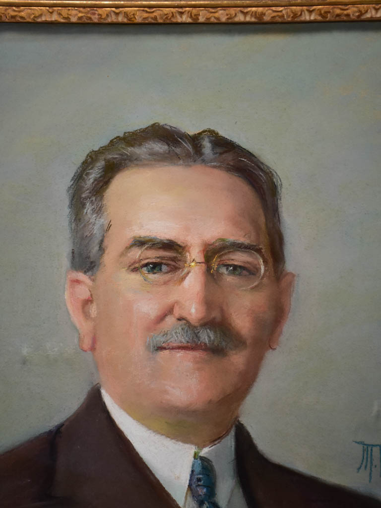 Antique pastel on paper portrait