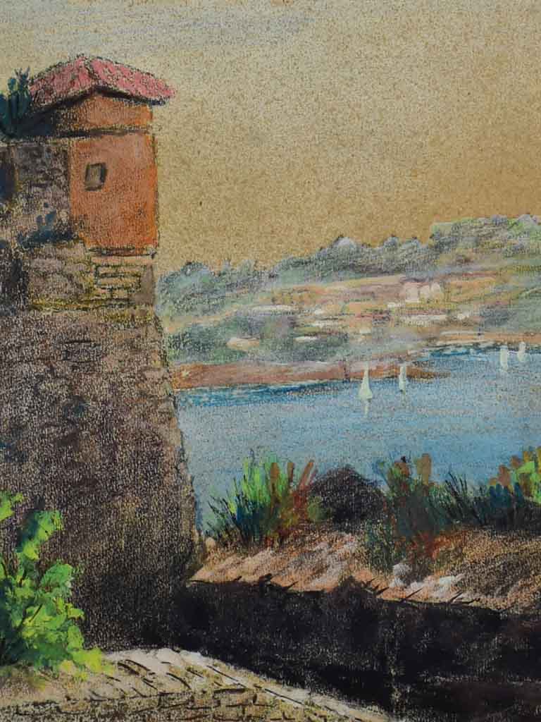 1966 pastel coastal landscape seascape artwork