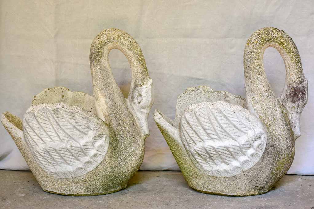 Pair of 1970's French swan garden planters