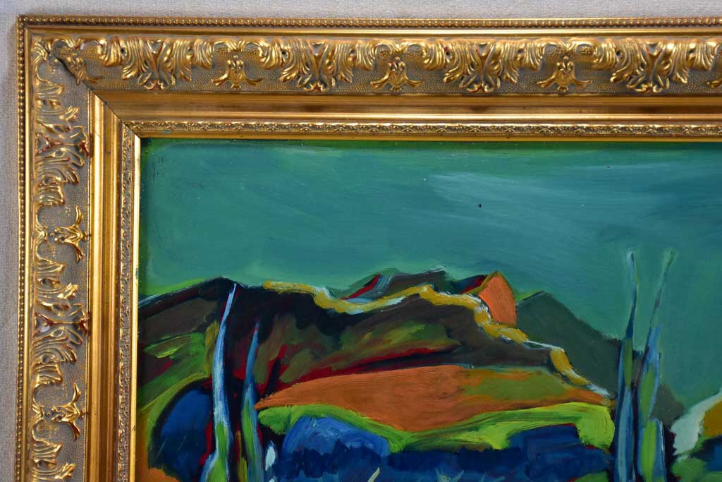 Oil on canvas - Les Alpilles landscape with cypress - Roger Oulion 21¾" x 29½"