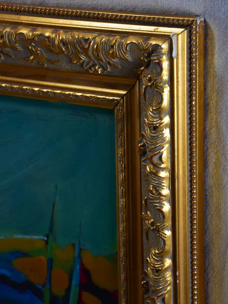 Oil on canvas - Les Alpilles landscape with cypress - Roger Oulion 21¾" x 29½"