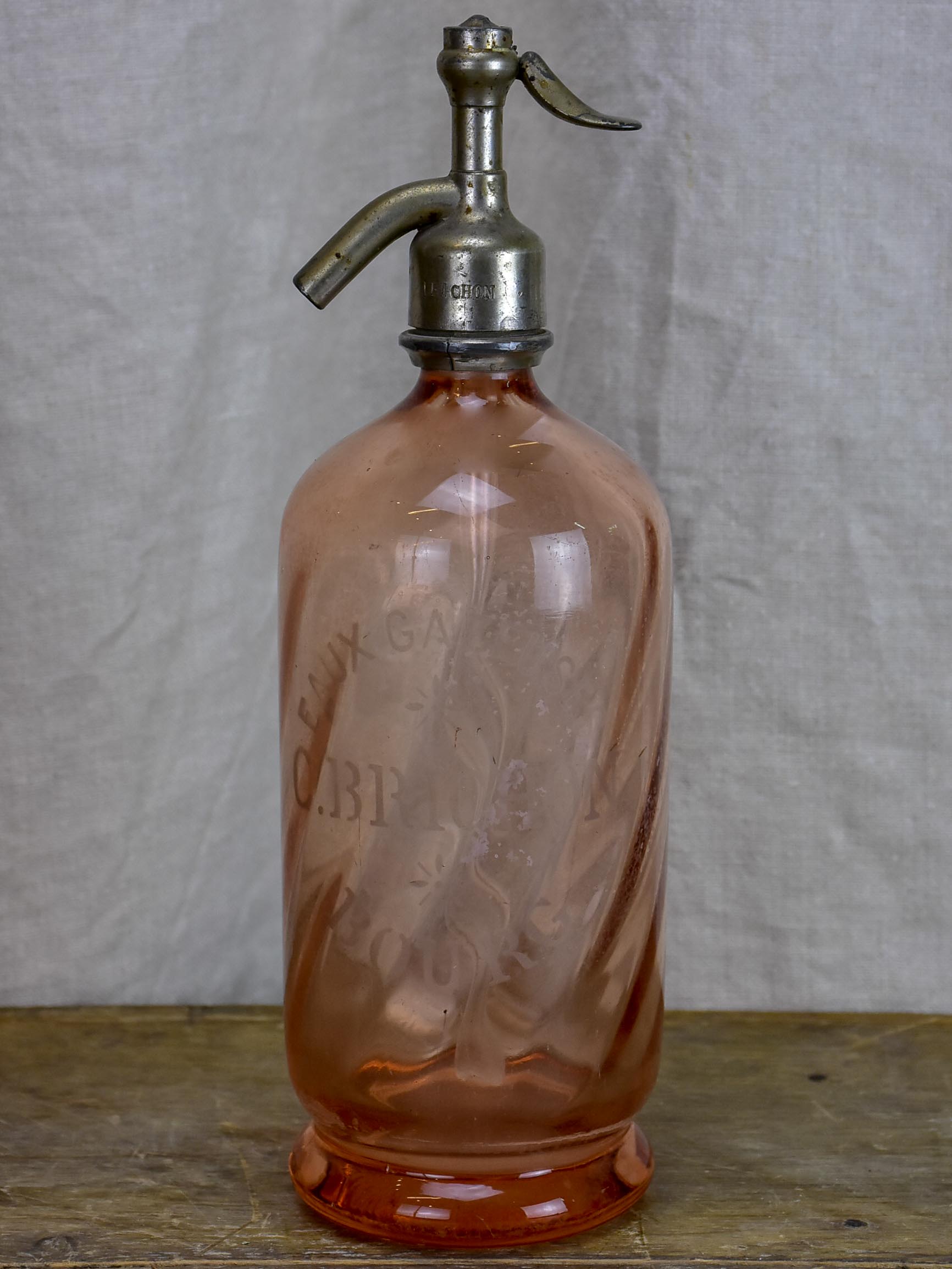 Antique French Seltzer bottle - orange