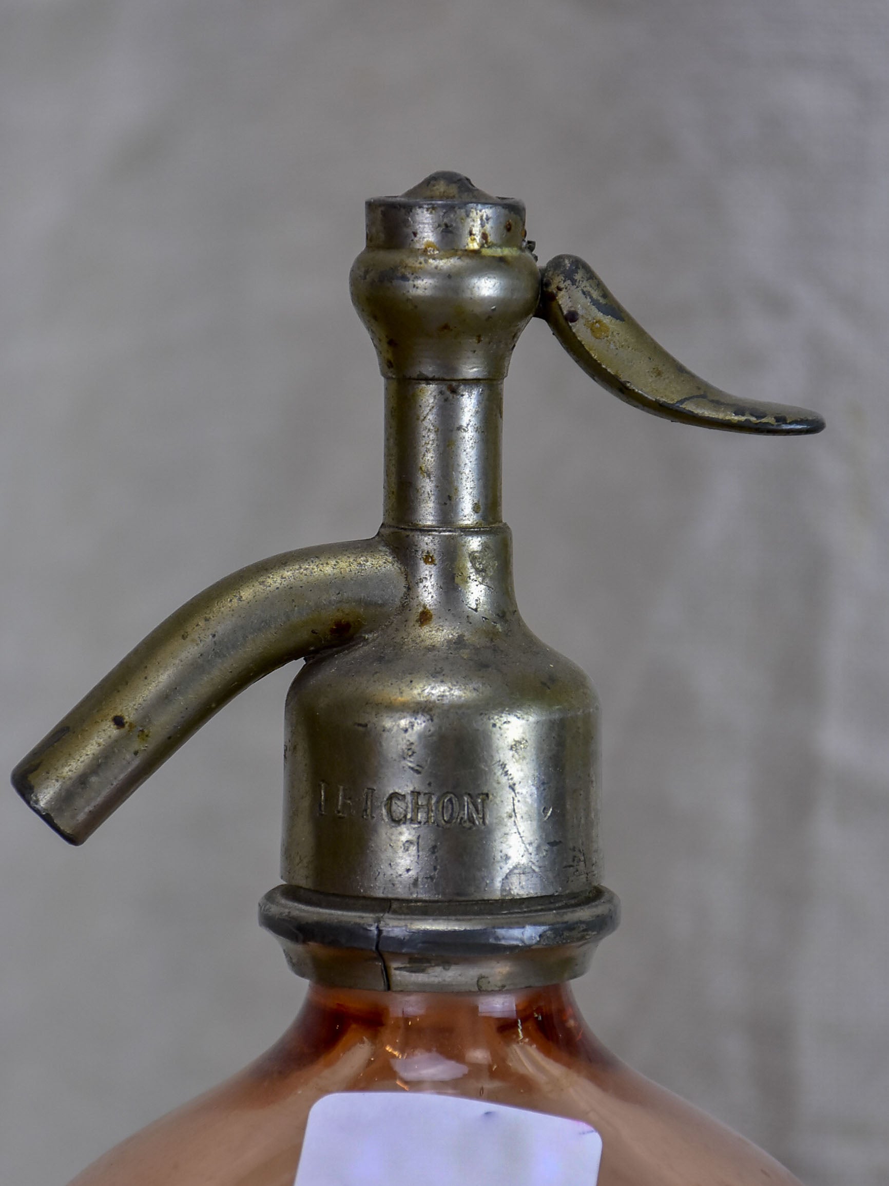 Antique French Seltzer bottle - orange