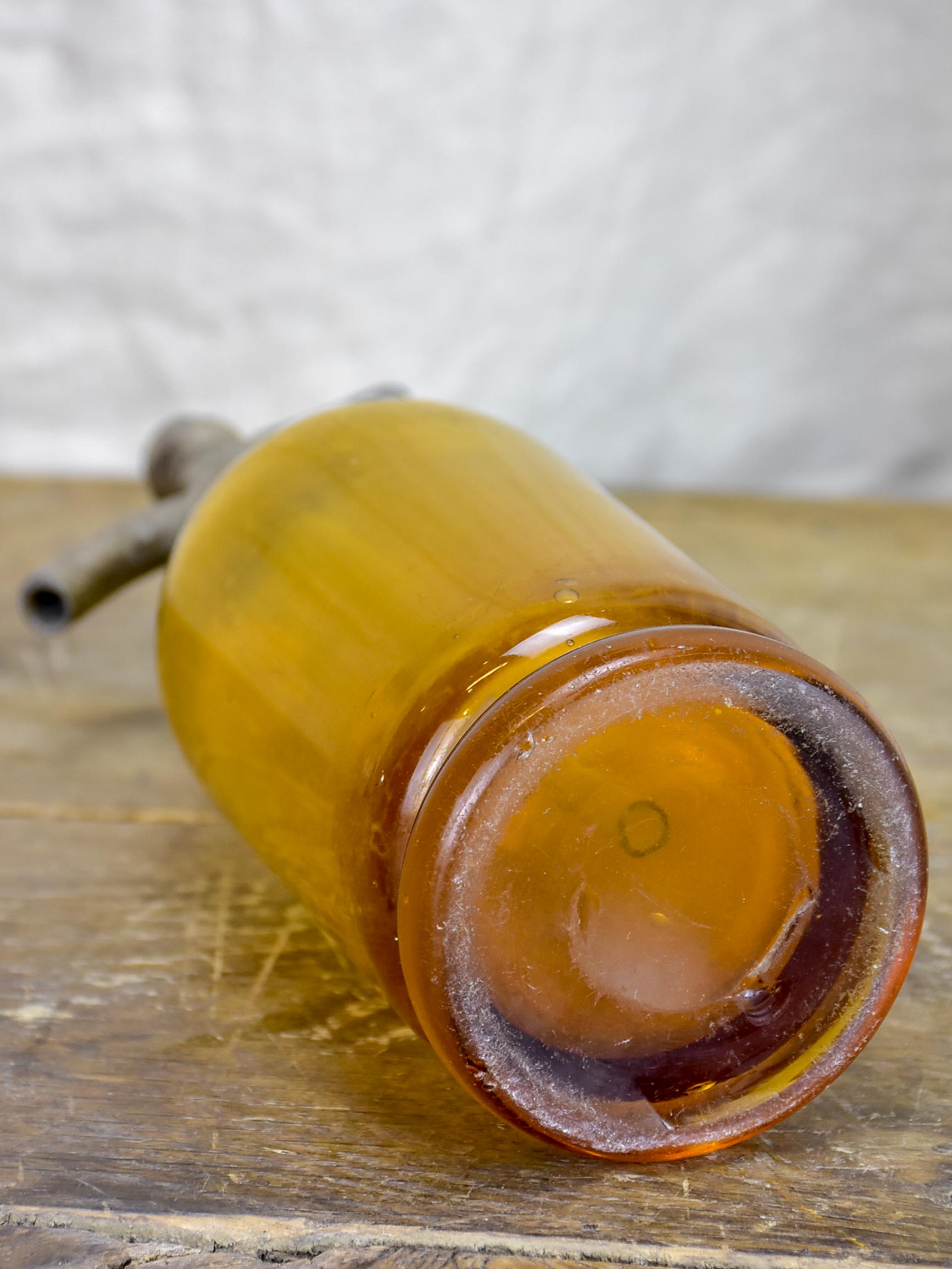 Antique French half-size Seltzer bottle - yellow / amber