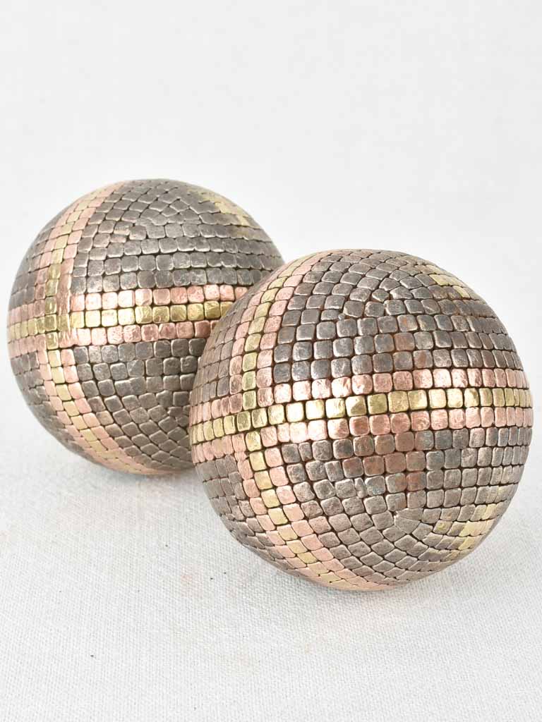 Pair of antique French petanque balls with + 4"