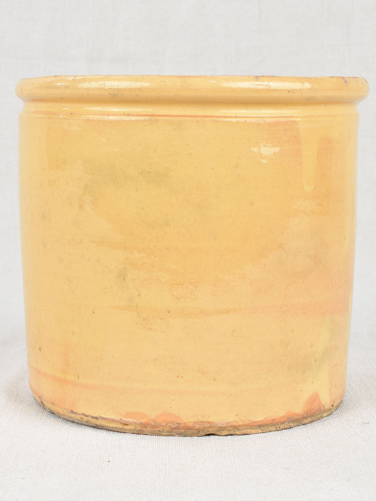 Antique French preserving pot with yellow glaze - large 7"