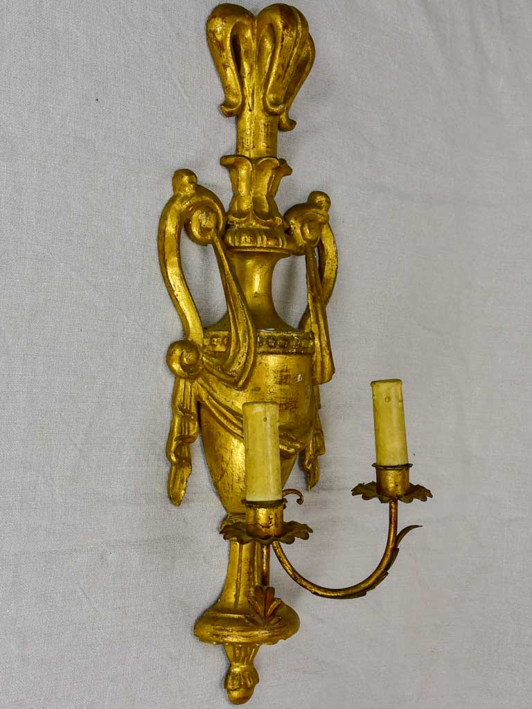 Pair of 19th Century Neoclassical gilded wall sconces