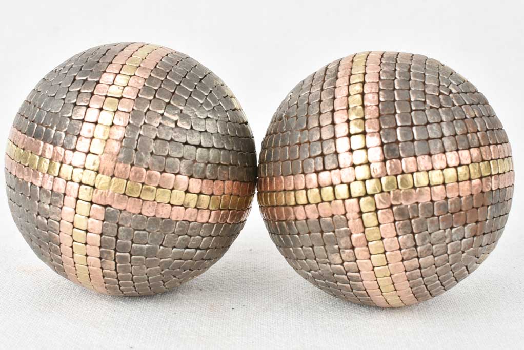 Pair of antique French petanque balls with + 4"