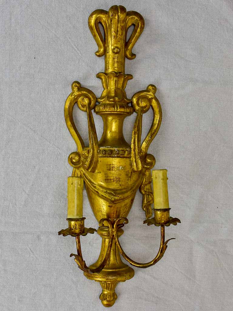 Pair of 19th Century Neoclassical gilded wall sconces
