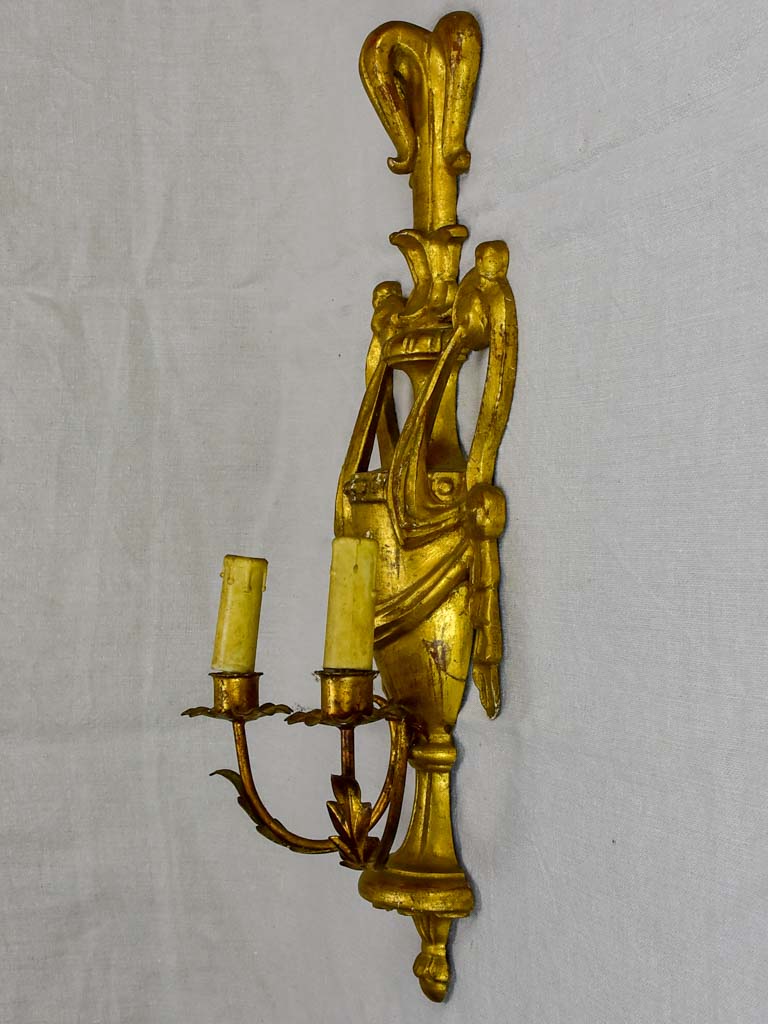 Pair of 19th Century Neoclassical gilded wall sconces