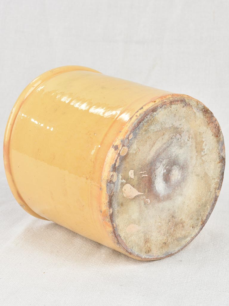 Antique French preserving pot with yellow glaze - large 7"