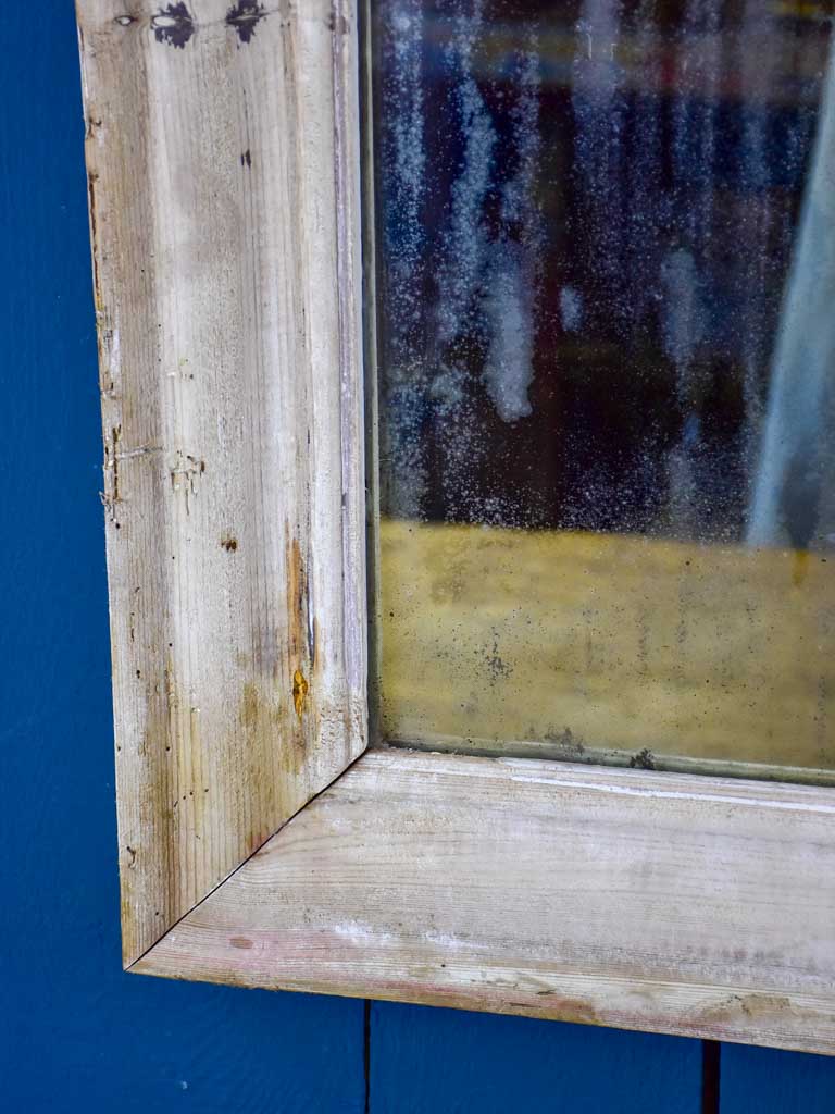 Antique French mirror with wooden frame and white patina - original glass 34¼" x 47¼"