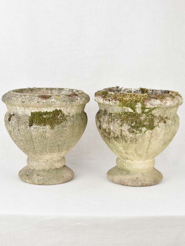 Pair of large cement planters 15¼" x 16¼"