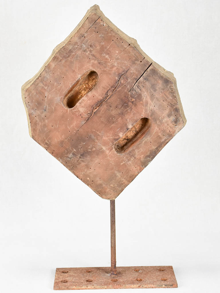 19th-century salvaged printing stamp from a silk maker in Lyon - leaves