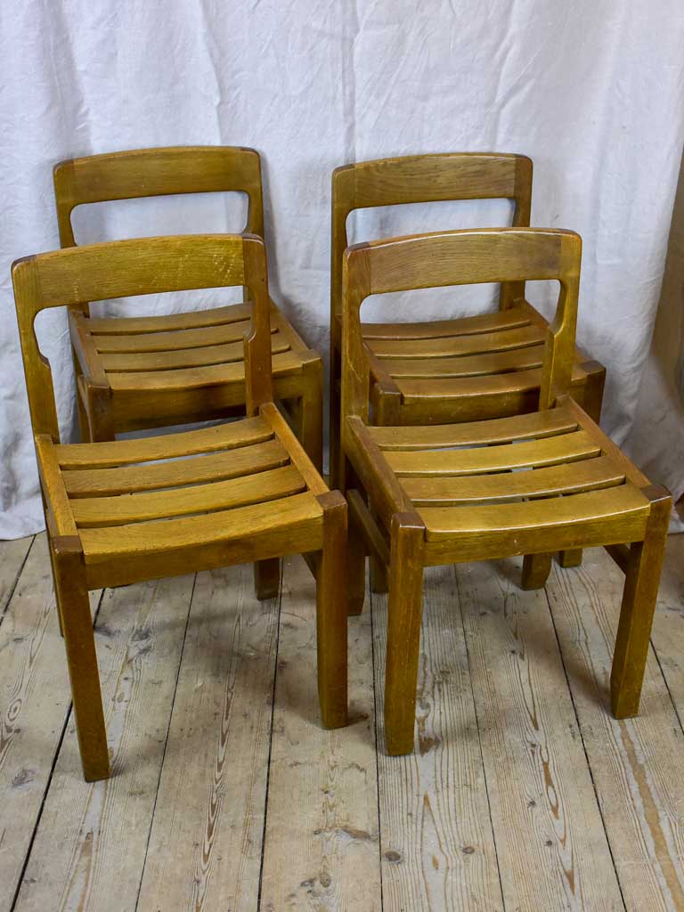 Four 1960's French oak dining chairs - Guillerme & Chambron