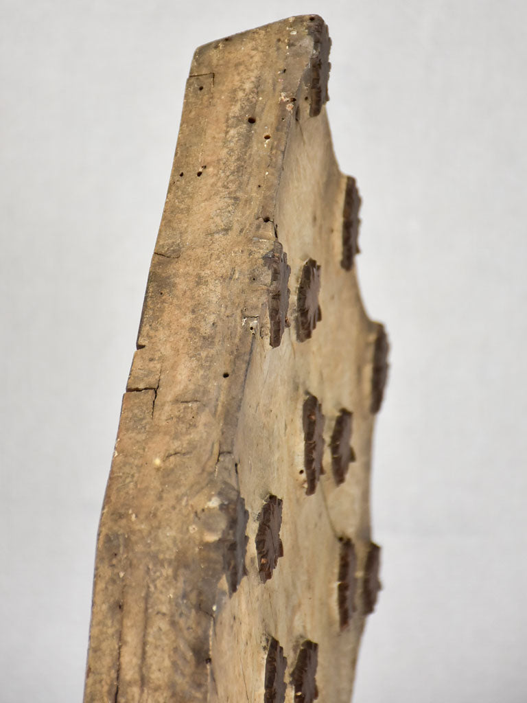 19th-century salvaged printing stamp from a silk maker in Lyon - leaves