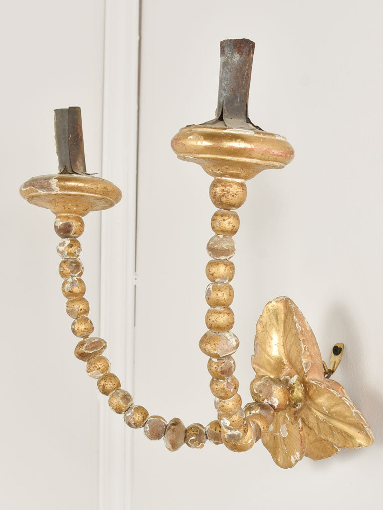 Pair of 19th century gilded candle wall sconces