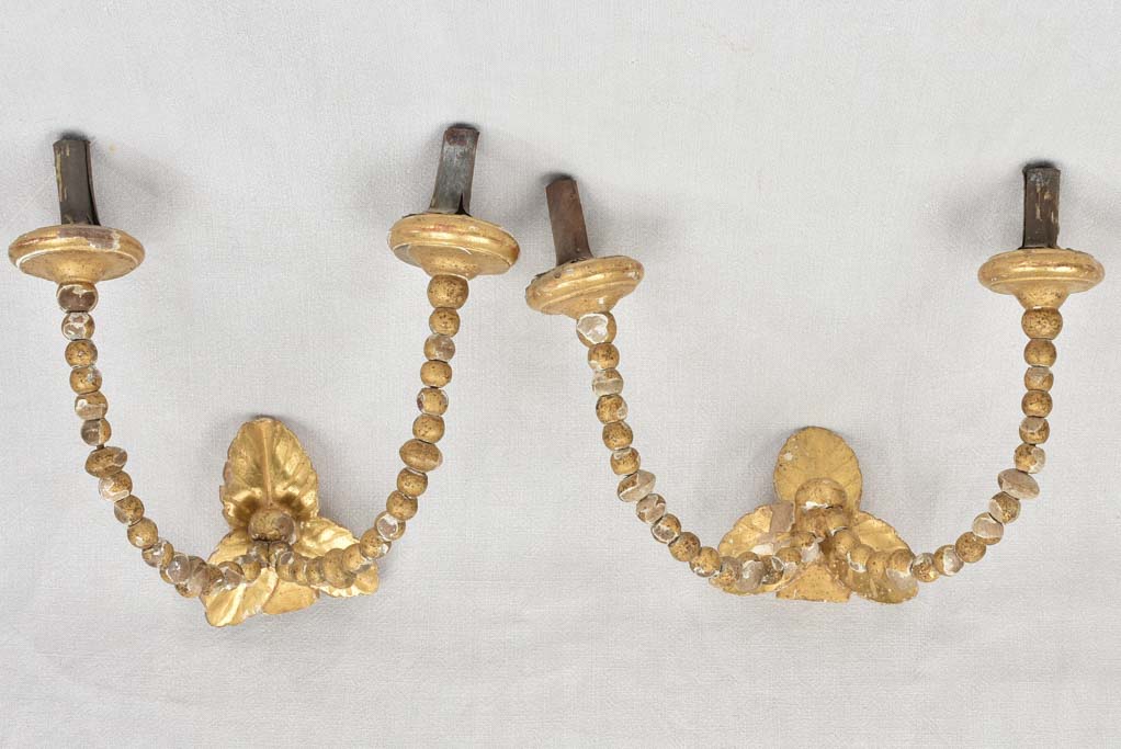 Pair of 19th century gilded candle wall sconces