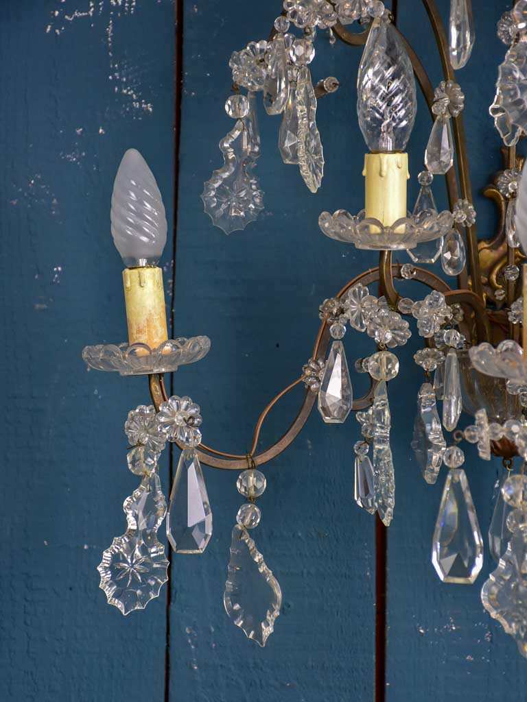Pair of 1940's crystal wall sconces - 5 lights