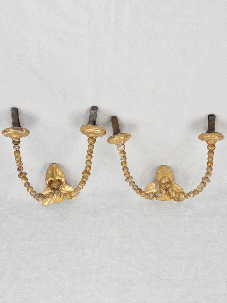 Pair of 19th century gilded candle wall sconces
