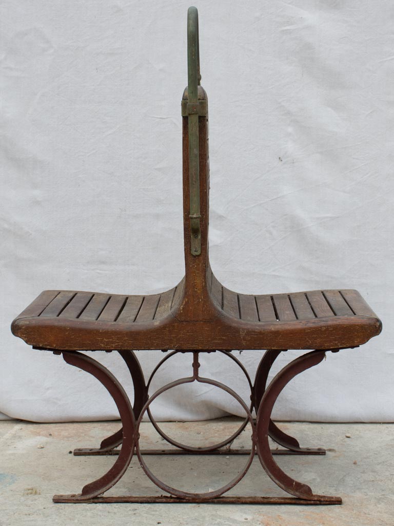 19th century French metro bench seat - oak