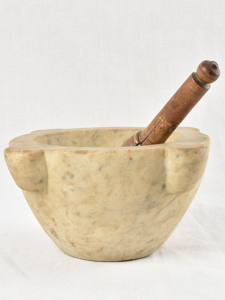Late 19th century marble mortar and pestle 12¼"