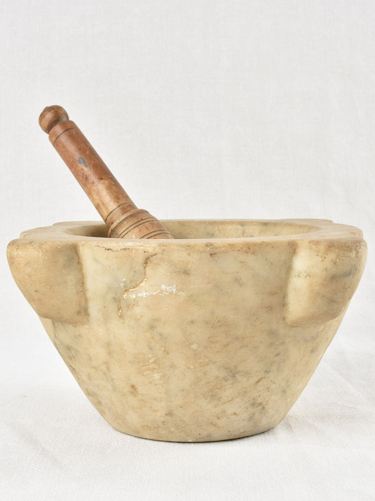Late 19th century marble mortar and pestle 12¼"