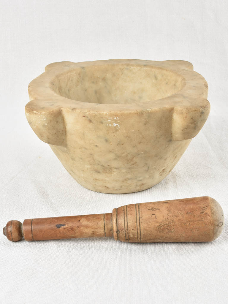 Late 19th century marble mortar and pestle 12¼"