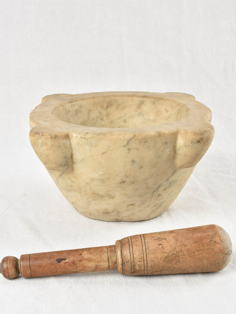 Late 19th century marble mortar and pestle 12¼"