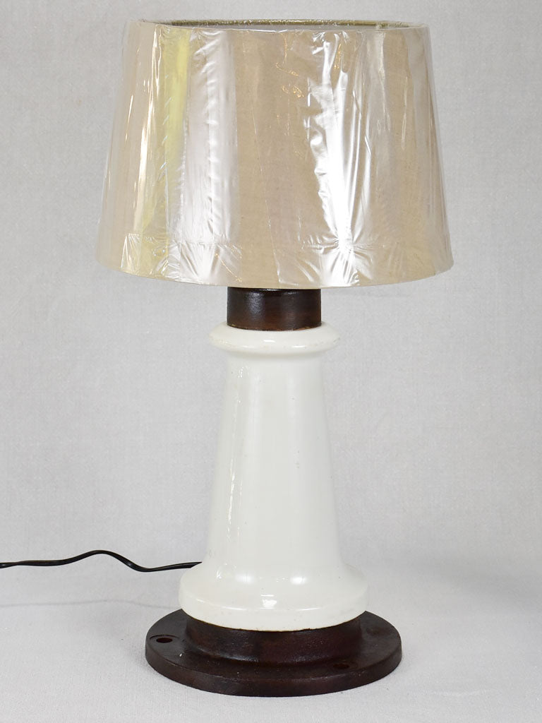 Early-20th-century EDF isolator lamp - porcelain and cast iron 22" THREE AVAILABLE