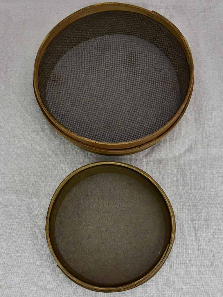 Two antique French flour sieves