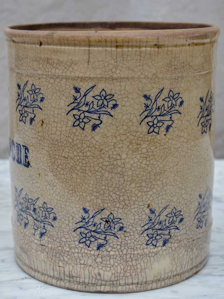 Antique French Saint Uze earthenware pot 'Graisse Blanche' 8"