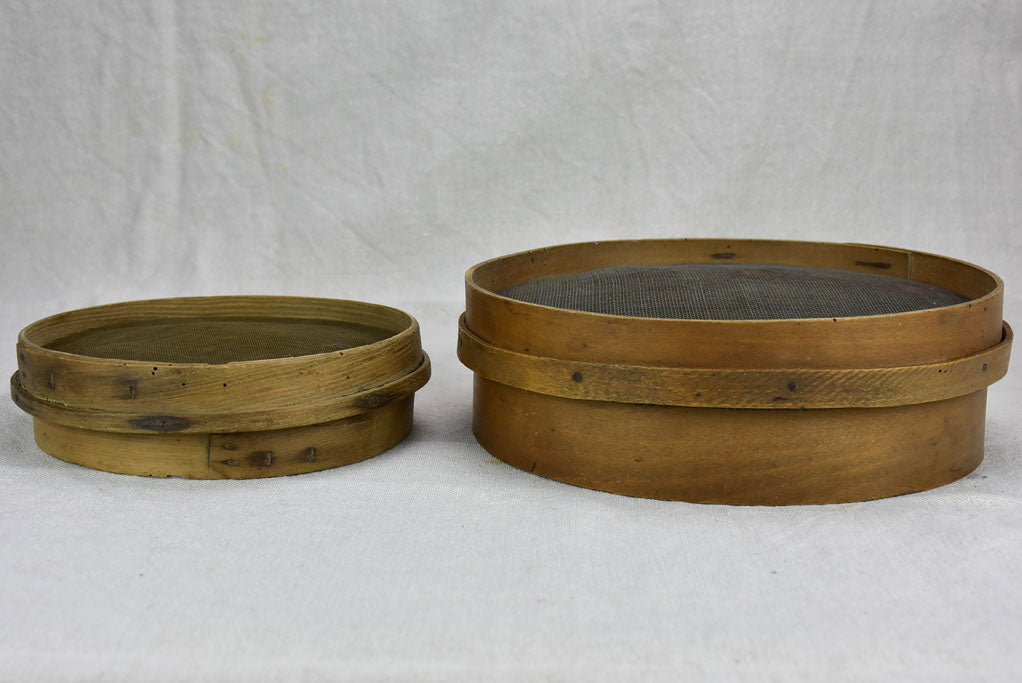 Two antique French flour sieves