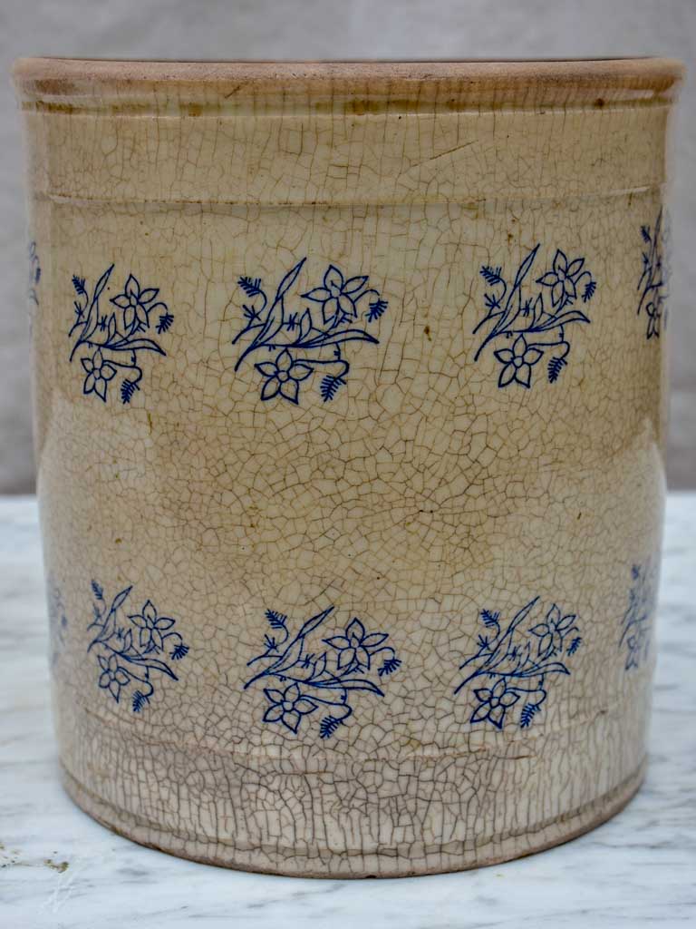 Antique French Saint Uze earthenware pot 'Graisse Blanche' 8"
