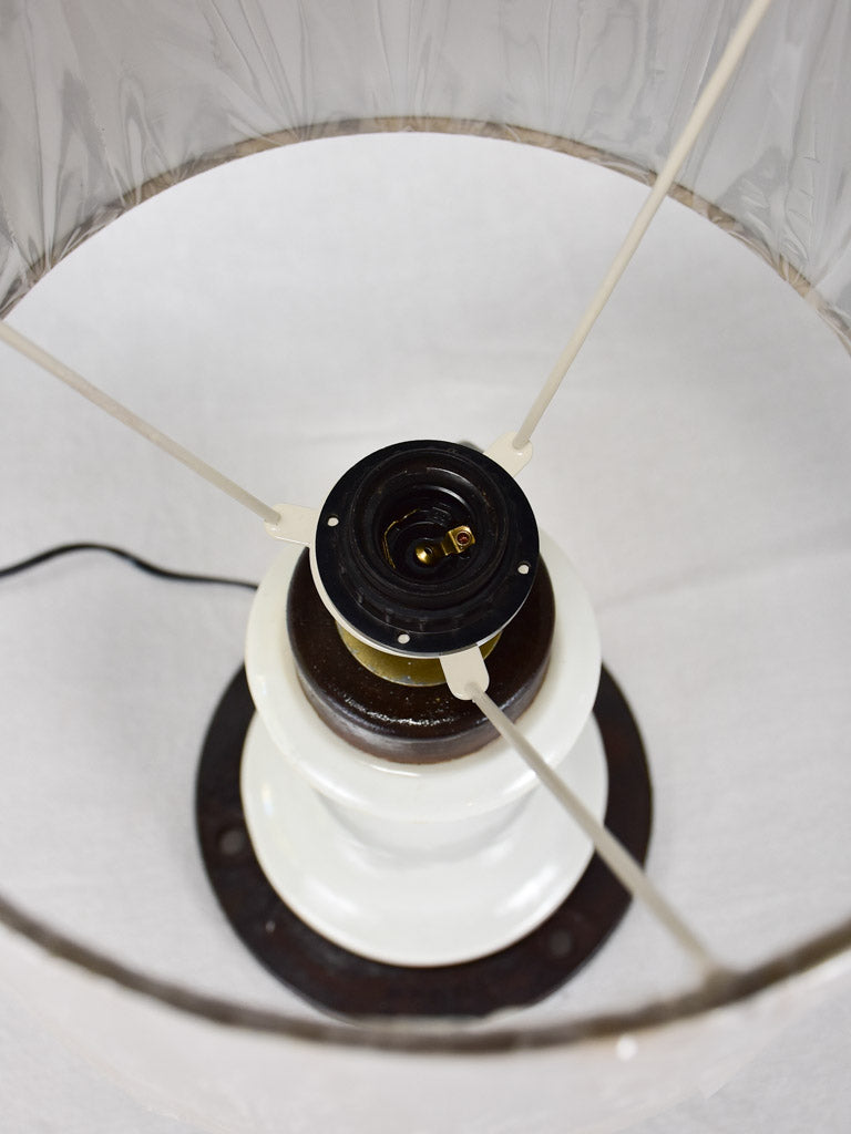 Early-20th-century EDF isolator lamp - porcelain and cast iron 22" THREE AVAILABLE