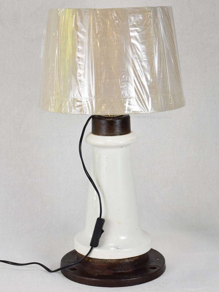 Early-20th-century EDF isolator lamp - porcelain and cast iron 22" THREE AVAILABLE