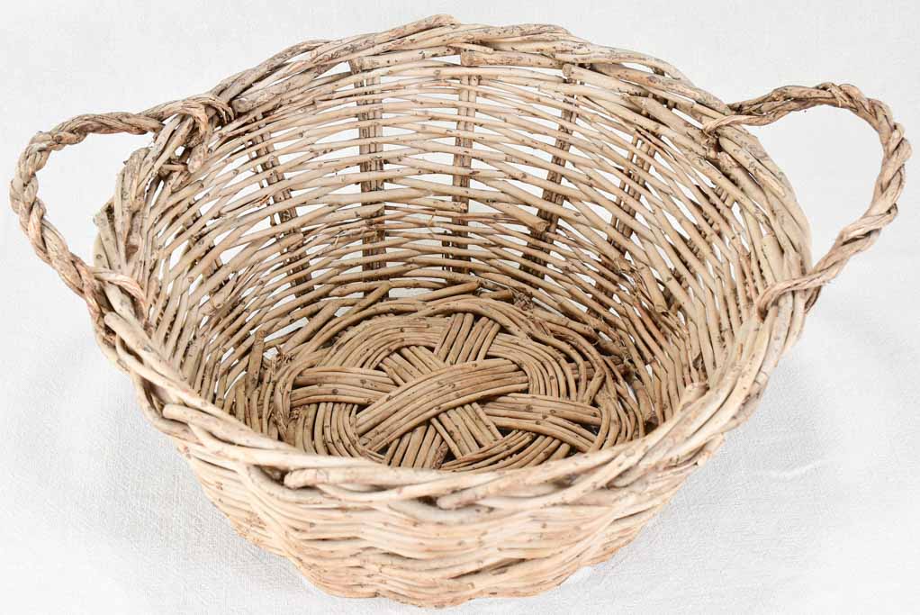 Antique French wicker basket with two handles 16¼"