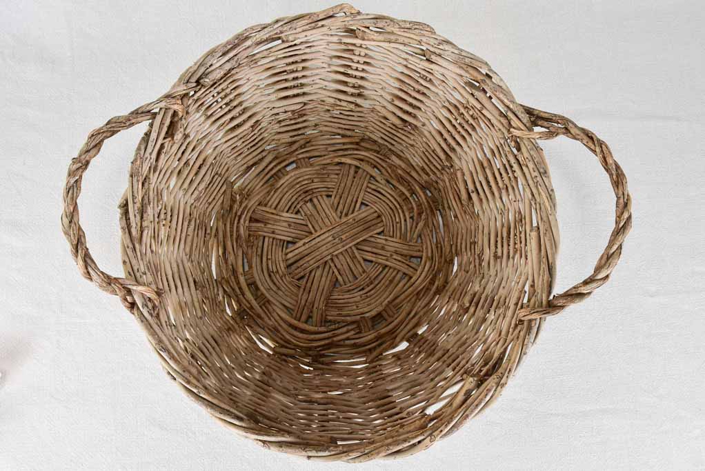 Antique French wicker basket with two handles 16¼"