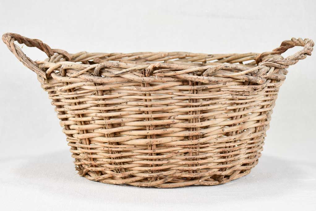 Antique French wicker basket with two handles 16¼"