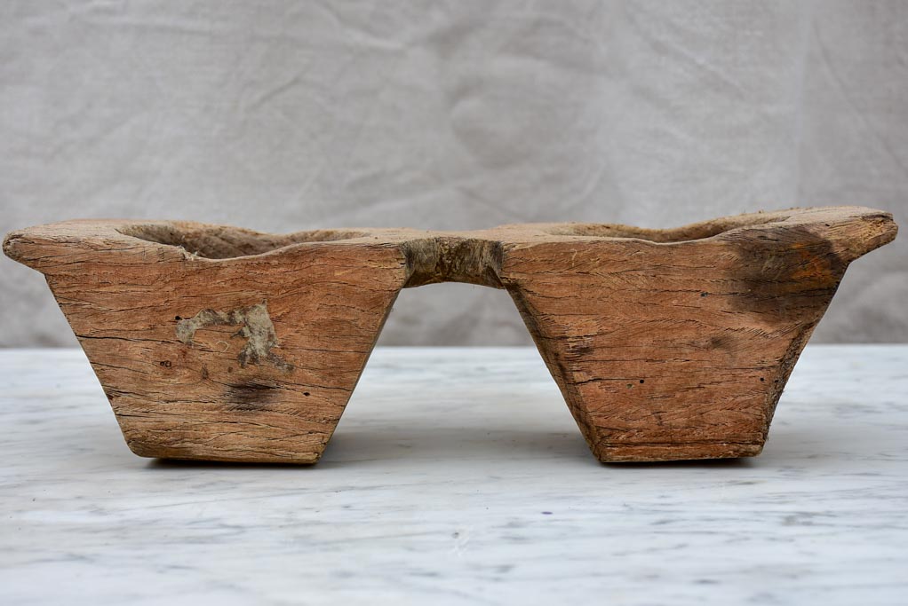 Primitive antique French salt and pepper wooden bowls
