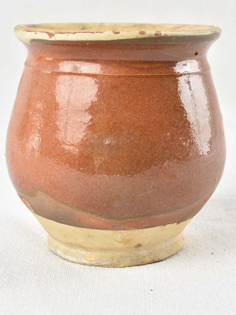 Small preserving pot honey pot with brown glaze 4¾"