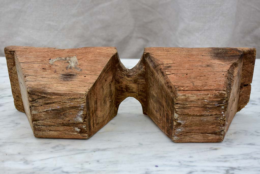 Primitive antique French salt and pepper wooden bowls