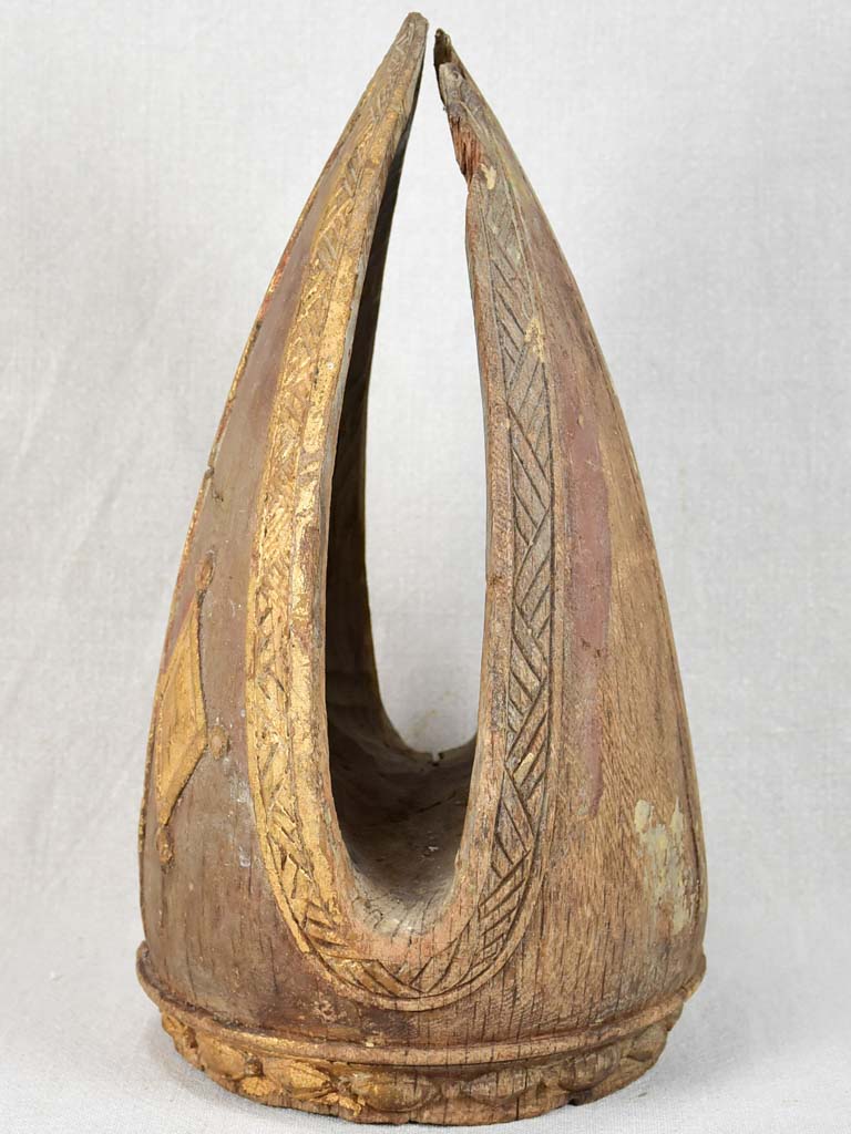 17th-century religious carved mitre / miter headdress 13¾"