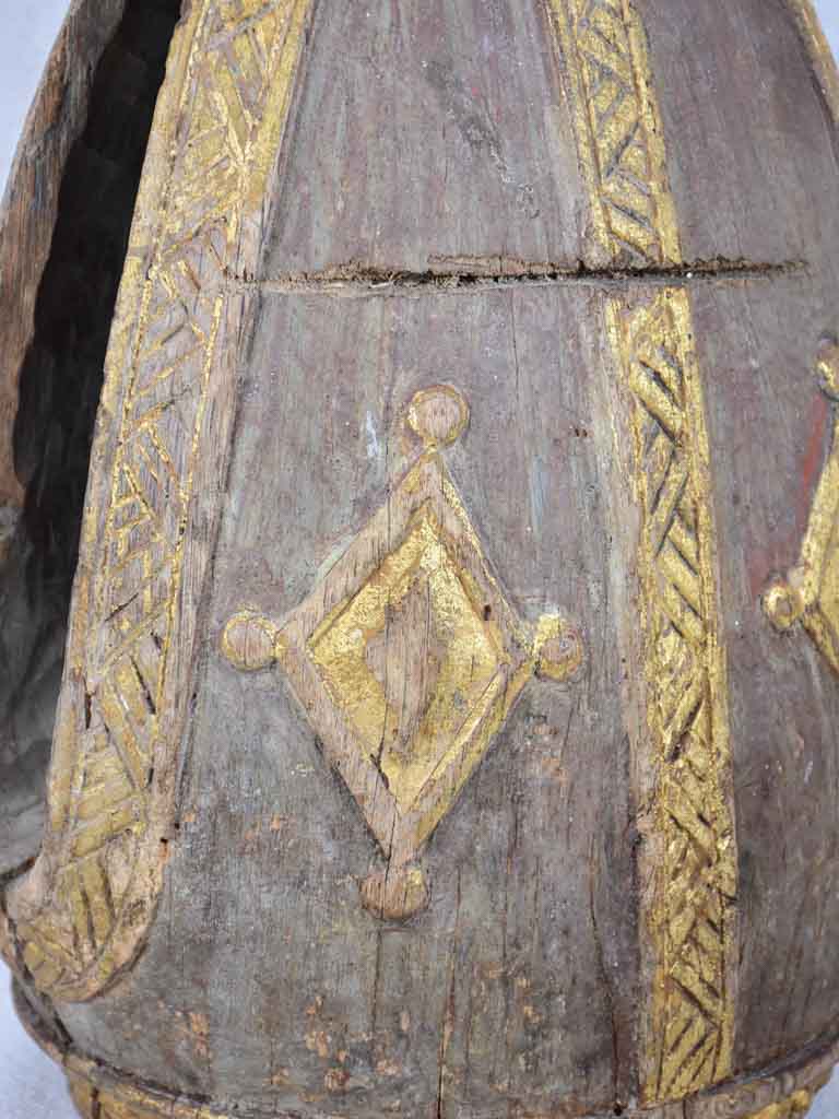 17th-century religious carved mitre / miter headdress 13¾"