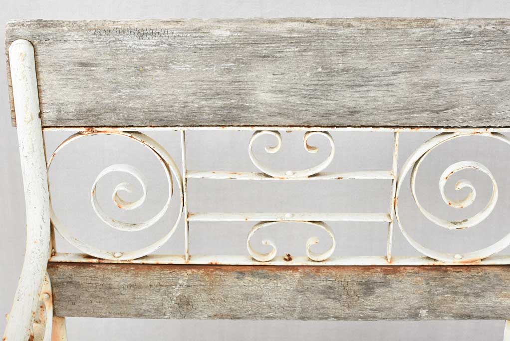 Antique French Vichy wooden slatted bench