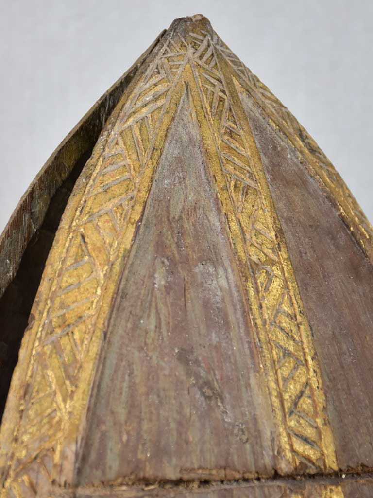 17th-century religious carved mitre / miter headdress 13¾"